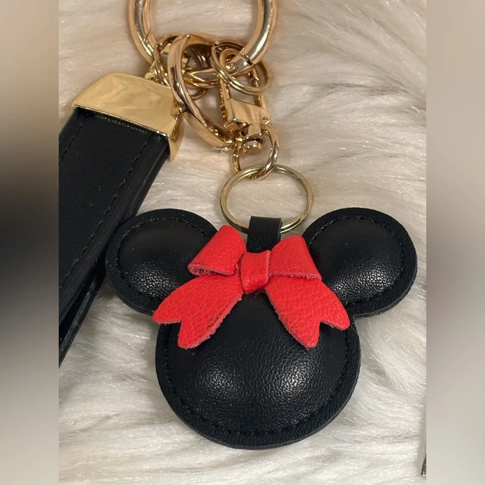 Black and Red Mouse Keychain with Gold Accents and Tool included NIP